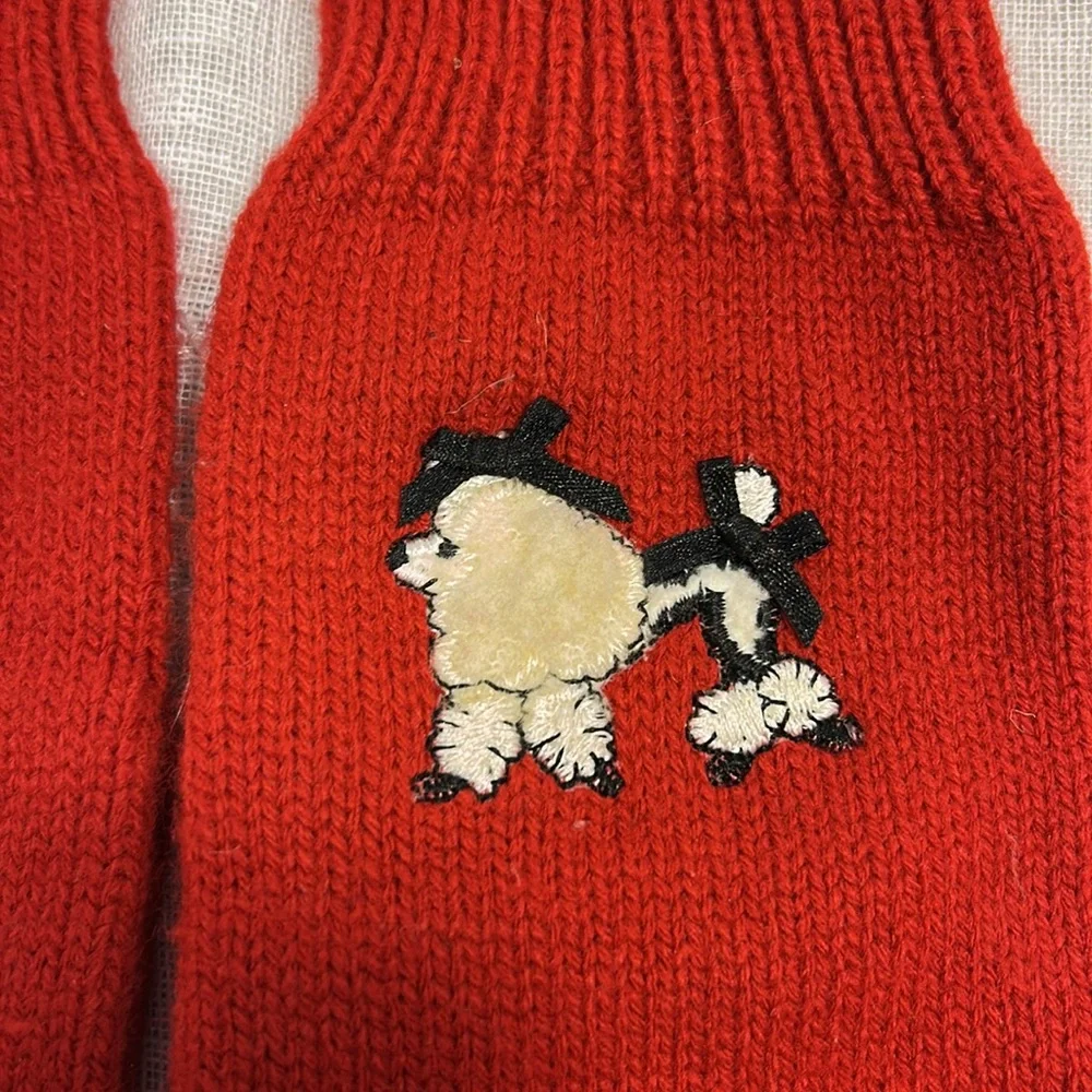 Vintage gloves with poodle appliqué